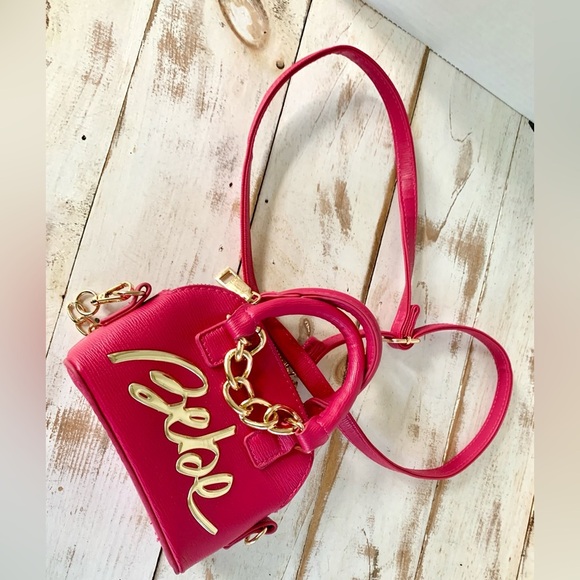 BEBE Gianna mini dome bag crossbody purse raspberry pink gold tone faux leather - Picture 1 of 16